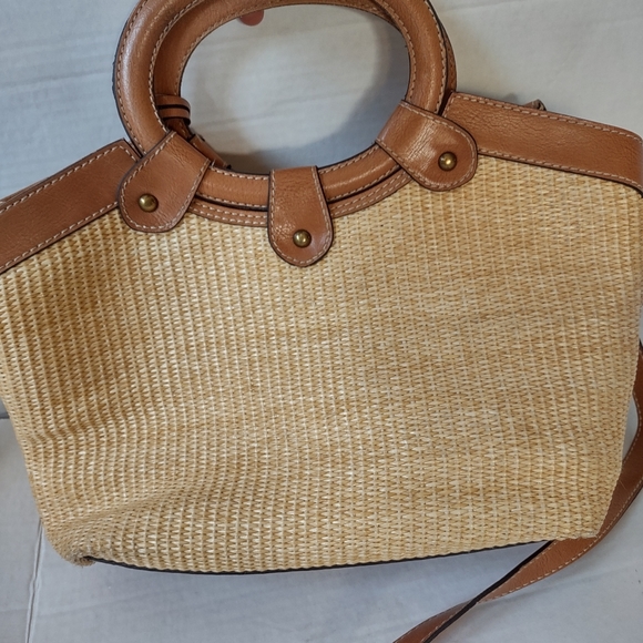 Vintage Fossil Straw Raffia Tote - Picture 5 of 10